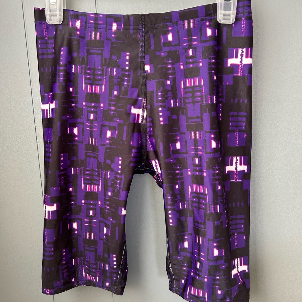 Purple Geometric Youth Competition Swim Shorts